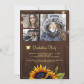 Goldene Sonnenblumen FOTO Collage Graduierungspart Einladung (Rückseite)