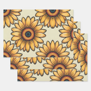 Goldene Sonnenblumen Geschenkpapier Set