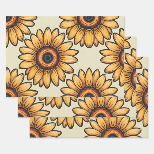 Goldene Sonnenblumen Geschenkpapier Set (Set)