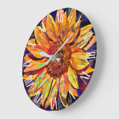 Goldene Sonnenblumen Große Wanduhr (Winkel)