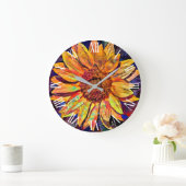 Goldene Sonnenblumen Große Wanduhr (Zuhause)