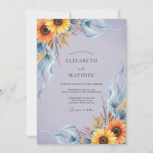 Goldene Sonnenblumen Immergrün Eukalyptus Hochzeit Einladung