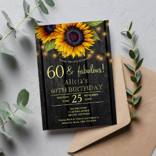 Goldene Sonnenblumen Land Scheune Holz sechzig fab Einladung