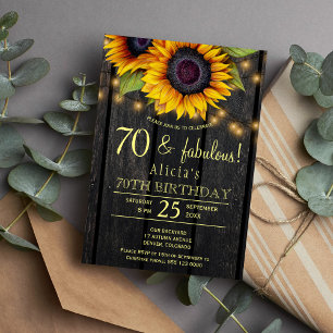 Goldene Sonnenblumen Land Scheune Holz siebzig fab Einladung