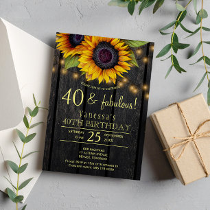 Goldene Sonnenblumen Land Scheune Holz vierzig fab Einladung