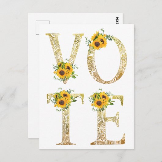 Goldene Sonnenblumen Postkarte (Vorne/Hinten)