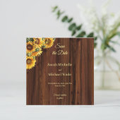 Goldene Sonnenblumen rustikal Save the Date einlad (Stehend Vorderseite)