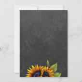 Goldene Sonnenblumen rustikale Chic Graduierungspa Einladung (Rückseite)