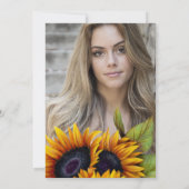 Goldene Sonnenblumen rustikale FOTO Graduierungspa Einladung (Rückseite)