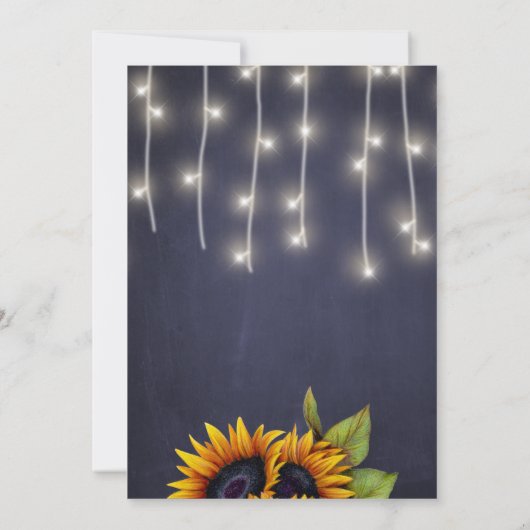 Goldene Sonnenblumen rustikale Lichter Abschlussfe Einladung (Rückseite)