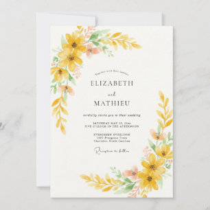 Goldene Sonnenblumen-Sage-Hochzeit Einladung