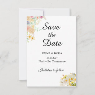 Goldene Sonnenblumen-Schmetterling-Wiese-Hochzeit Save The Date