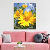 Goldene Sonnenblumen ummantelte Canvas Leinwanddruck (Insitu (Wohnzimmer))