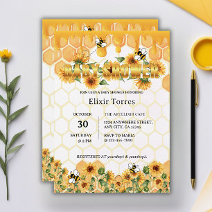 Goldene Sonnenblumen-Waben-Honigbiene-Baby-Party Einladung