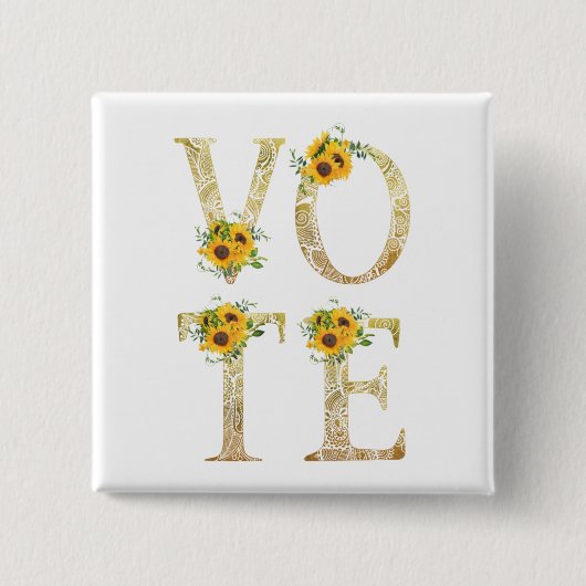 Goldene Sonnenblumen wählen Button (Vorderseite)