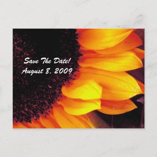 Goldene Sonnenblumenhochzeit rettet das Datum Ankündigungspostkarte (Vorderseite)