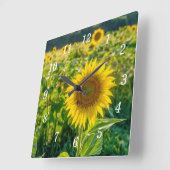 Goldene Sonnenblumensäulenhalle Quadratische Wanduhr (Winkel)