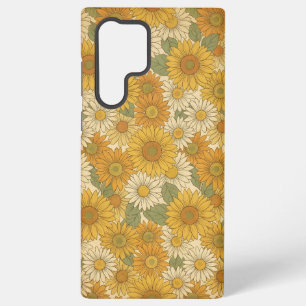 Goldene Sonnenblumenwiese Warme Vintage-Blumen Samsung Galaxy Hülle