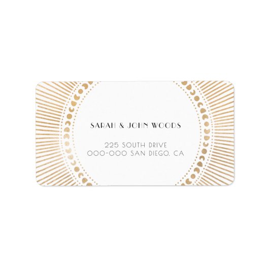 Goldene Sonnenbrille Bilderrahmen Deko-Urlaubsadre Adressaufkleber (Vorne)