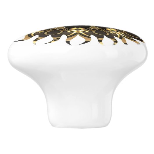 Goldene Sonnenflame Keramikknauf (Seitenansicht)