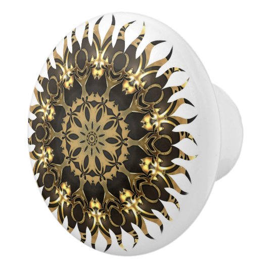 Goldene Sonnenflame Keramikknauf (Rechts)