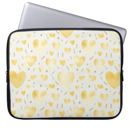 Goldene Sonnenschein-Wasserfarben-Herzen Laptopschutzhülle