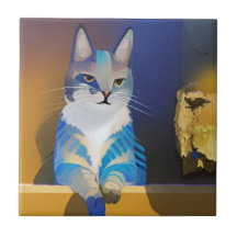 Goldene Sonnenscheinillustrierung für Blaukatze