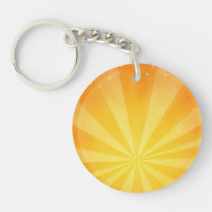 Goldene Sonnenstrahlen – Helle orangefarbene Sonne Schlüsselanhänger