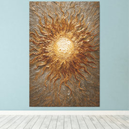 Goldene Sonnenstrahlen-Radiance Texturierte Abstra Leinwanddruck