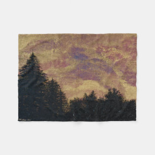 "Goldene Sonnenuntergang-Kiefern-" Grafik-Wurf Fleecedecke