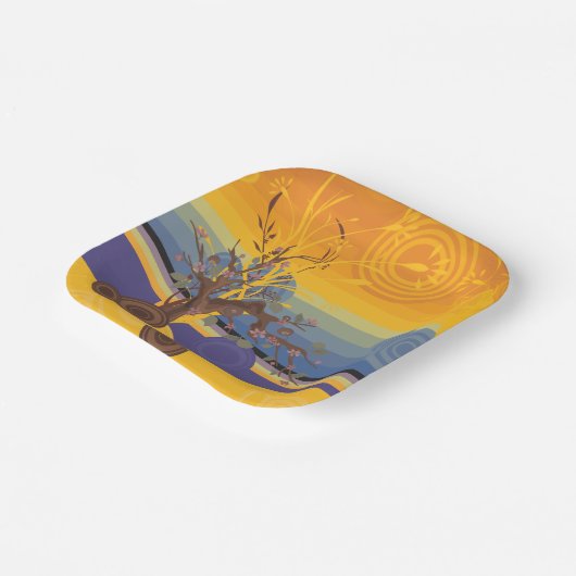 Goldene Sonnenuntergänge Pappteller (Gewinkelt)