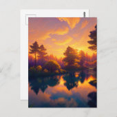 Goldene Sonnenuntergangsfarben faszinieren die Bäu Postkarte (Vorne/Hinten)