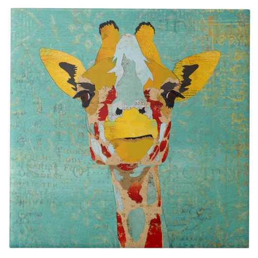 Goldene Spähende Giraffe Fliese (Vorderseite)