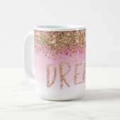 Goldene Sparkle Rosa Ombre Glitzer Traum Kaffeetasse (Vorderseite Links)