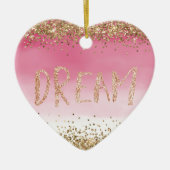 Goldene Sparkle Rosa Ombre Glitzer Traum Keramik Ornament (Vorne)