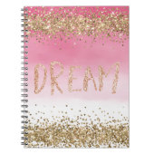 Goldene Sparkle Rosa Ombre Glitzer Traum Notizblock (Vorderseite)