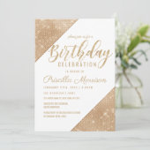 Goldene Sparkling-Glitzer-Sequin Geburtstag Einladung (Stehend Vorderseite)