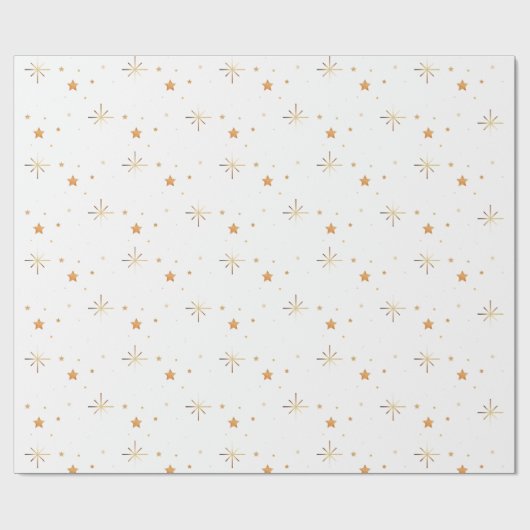 Goldene Sparten und Sterne Geschenkpapier (Flach)