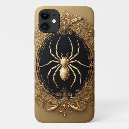 Goldene Spiderstatue über Verziertes Bauwerk Case-Mate iPhone Hülle (Rückseite)