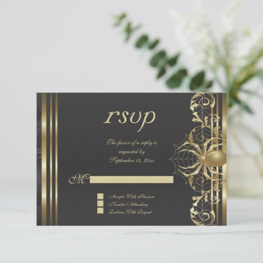 Goldene Spinne auf dem Schwarzen UAWG RSVP Karte (Stehend Vorderseite)