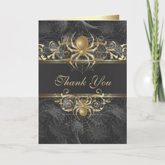 Goldene Spinne Danke Hochzeitskarte (Vorderseite)
