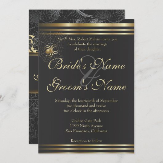 Goldene Spinnen Bitte schließen Sie sich der Einla Einladung (Vorne/Hinten)