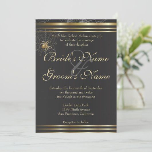 Goldene Spinnen Bitte schließen Sie sich der Einla Einladung (Stehend Vorderseite)