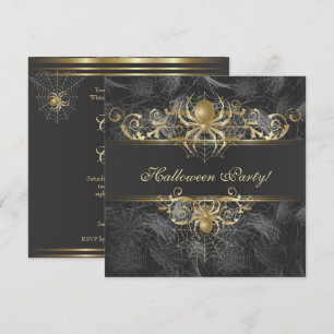 Goldene Spinnen Halloween-Party Einladung