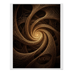 Goldene Spirale Wirbel Abstract Tunnel Warmer Flie Poster
