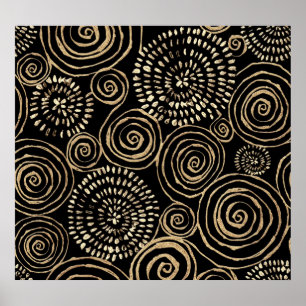 Goldene Spiralen aus Glitzer, abstrakt, nahtlos Poster