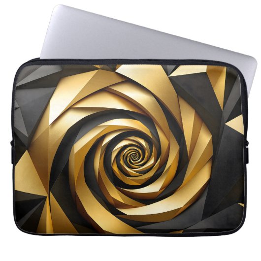 Goldene Spiralgeometrie Laptopschutzhülle (Vorderseite)