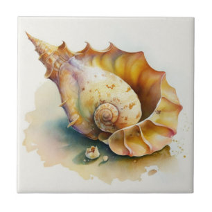 Goldene Spiralschnecke Aquarell Fliese