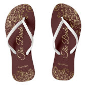 Goldene Spitze auf Auburn Brown The Bride Wedding Badesandalen (Fußbett)