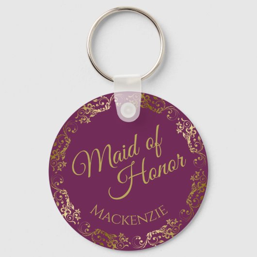 Goldene Spitze auf Magenta Hochzeit der Trauzeugin Schlüsselanhänger (Vorderseite)